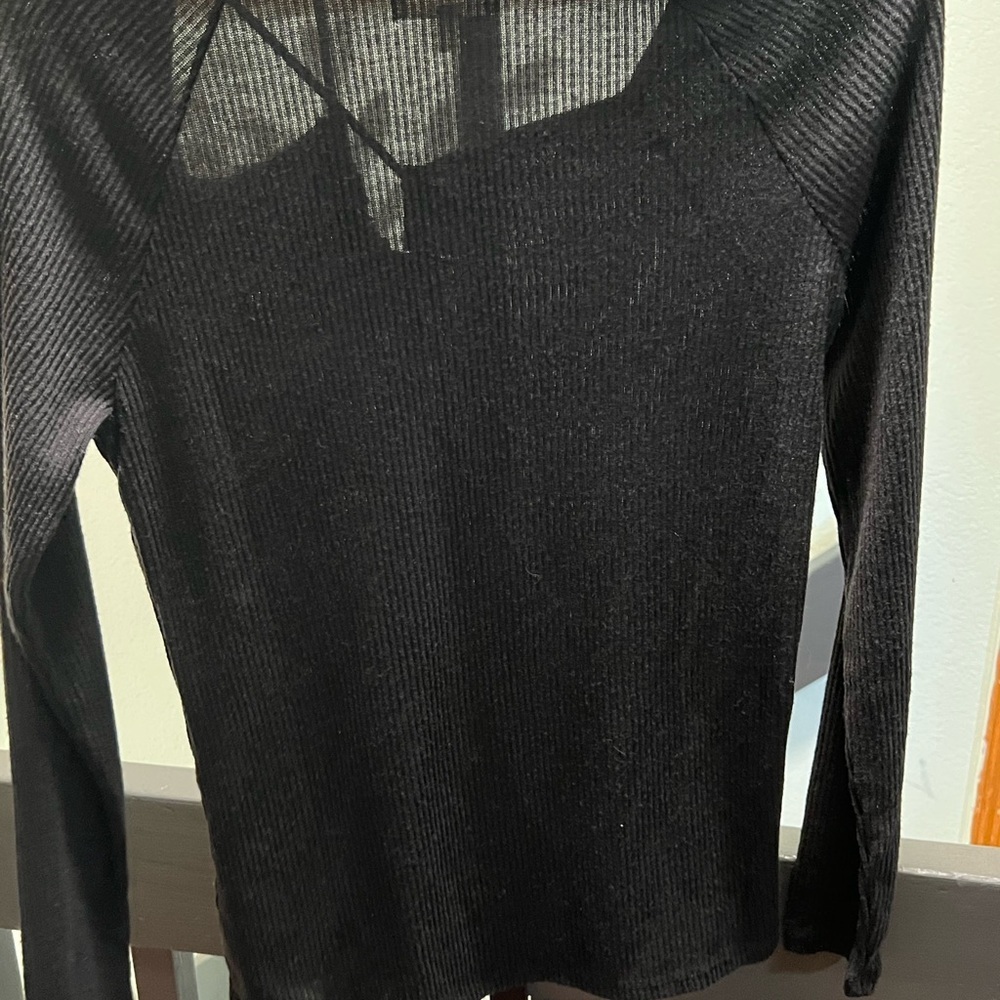 Maurices Black Ribbed Long Sleeve Top